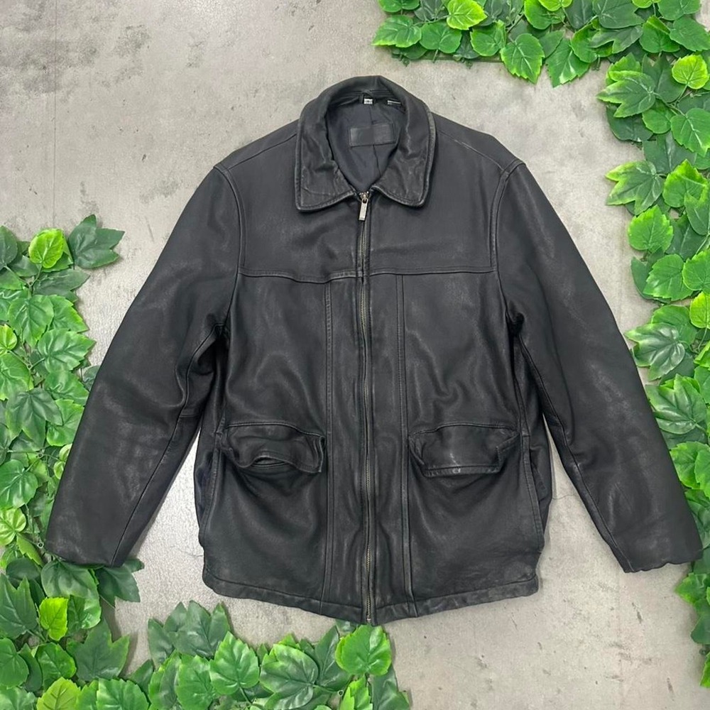 Alfani Genuine Leather Zip Car Coat Jacket Black Men's M - Picture 3 of 8
